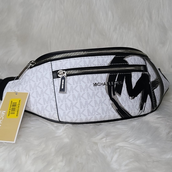 NWT MICHAEL KORS MOTT BRT WHITE MED WAISTPACK BAG - Picture 2 of 9